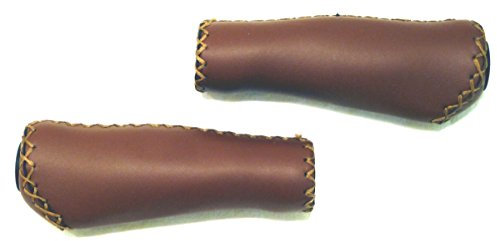 ergonomisch geformte Lenkergriffe echt Leder braun Fahrradgriffe lang / lang 135 / 135mm für Fahrrad CBK-MS