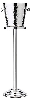 EDZARD Sektkühler Capri, gemustert, mit Ständer, Edelstahl, mit Griffen, für 1 Flasche - Getränkekühler, Flaschenkühler, Weinkühler, Champagner Kühler, Eiseimer