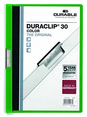 Durable 223505 Klemm-Mappe Duraclip Color, 25 Stück, grün