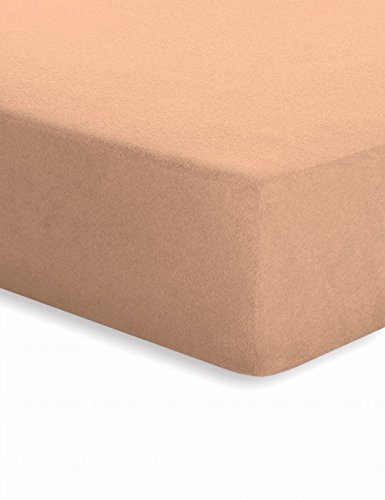 schlafgut 002-110 Frottee Stretch Spannbetttuch / 100 x 200 cm, apricot