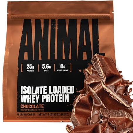 ANIMAL Isolate Whey Protein Powder (Chocolate) – with 25g Protein & 4.6g BCAAs for Muscle Building, Protein Shake with isolates & Various Amino acids – 2,3kg