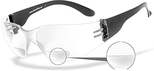 HSE SportEyes® | Bifokal Brille: +2,50 Dioptrien | Sportbrille mit Lesehilfe | UV400 Schutzfilter, HLT® Kunststoff-Sicherheitsglas nach DIN EN 166 | Sportbrille, Fahrradbrille, Bikerbrille