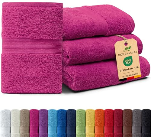 AR Line Arizona 4er Set Handtücher 50x100 cm – 100% Baumwolle, 500 g/m², weich & saugstark in Farbe: Pink