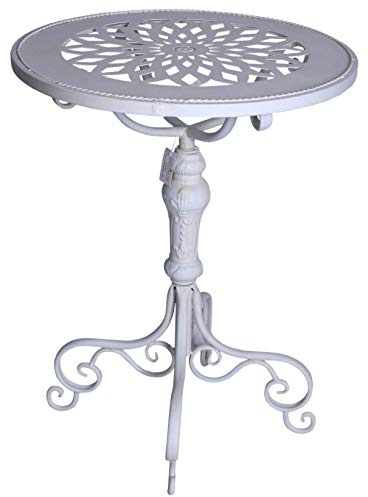 Beistelltisch Shabby Chic Tisch Weiss Eisentisch rund Teetisch 56 cm aja094 Palazzo Exclusiv