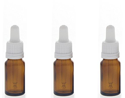 Braunglasflasche mit Pipette, 10ml leere braune Kosmetex Glasflasche, Pipettenflasche mit kompletter Pipettenmontur., 3× 10 ml
