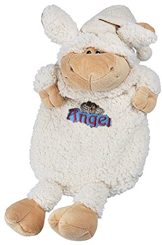 Wärmflasche mit Bezug Wollschäfchen mit Einstickung - Angel - 39319 weiß