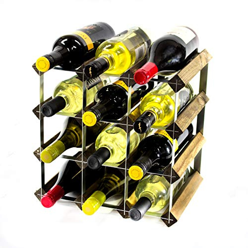 Cranville wine racks Madera Classic Nogal 12 Botella y Vino del Metal galvanizado ya montados en Rack