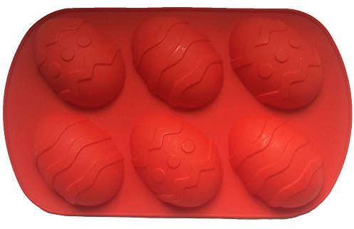 groß 6 Löcher Lebensmittelechte Punkt und gewellte Osterei Backform Pralinenform gemustert Silikonform Schokolade Keks Silikonformen Fondant Deko Silikon Backform Seifenform Silikon-Polymer-Ton Formen Schokoladenform Kerzenform Harzform Wachsform Tonform