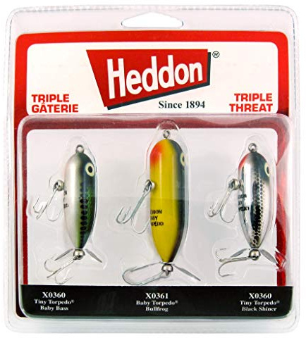 Heddon Torpedo Prop-Bait Topwater Fishing Lure with Spinner Action, Triple Threat 3-Pack, Triple Threat 3-Pack