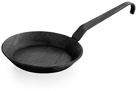 WAS Germany Bratpfanne unbeschichtet, Gusseisen Ø 28 cm, 3 cm hoch - induktionsgeeignete Servierpfanne aus Eisen mit Hakenstiel - 2256 280