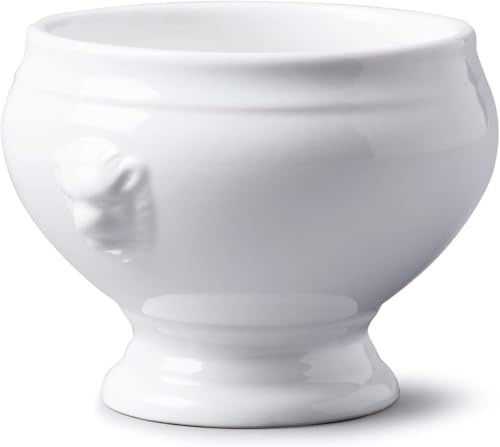 WM Bartleet & Sons 1750 T148 Traditionelle Porzellanschale Löwenkopf individuelle französische Zwiebelsuppe und Schmorschale 350 ml, weiß