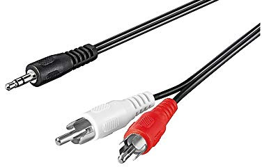 Câble Adaptateur Audio AUX, Prise Jack 3.5mm vers Cinch Mâle Stéréo, CU, Noir, 0.5m Longueur de Câble