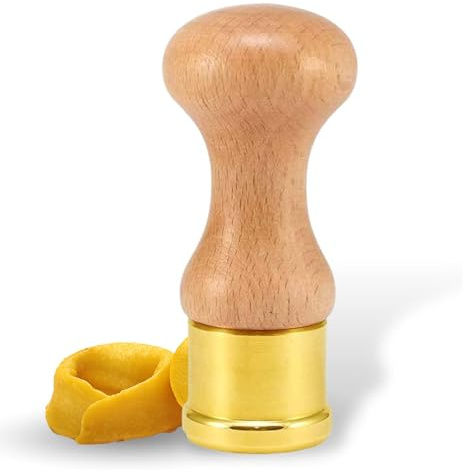 La Gondola Ravioli-Stempel - Rund Blume 50mm | Italienisches Pasta-Werkzeug für Zuhause und gewerbliche Küche | Messing & Naturholz Einfach | Tortellini Raviolii Ausstecher Made in Italy (Anolini)