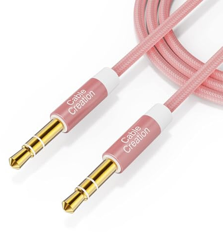 CableCreation 3.5mm Aux Kabel, 3,5mm Stereo Audiokabel (Stecker auf Stecker), Klinkenkabel Kompatibel mit iPhone,Auto, Kopfhörern, Tablets, Priva III usw. 0.9M/3FT, Rosegold | AUX-Kabel für Kopfhörer, Handys, iPads, 2018 Mac Mini, Heim-/Auto-Stereoanlagen und mehr, Rosa