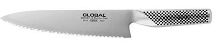 Global Knives G-22 - Cuchillo de pan festoneado con hoja de 20 cm, acero inoxidable CROMOVA 18