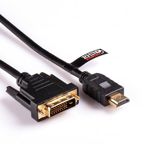rhinocables DVI-D to HDMI Display Adapter Cable – Full HD Lead with Gold-Plated 24+1 & 19 Pin Connectors | Strong 30AWG Construction for Monitors, Projectors, HDTVs & Multimedia Devices (10m)