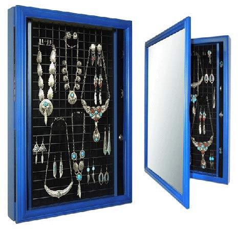***Schmuckschrank Sabine*** All in One: Vitrine+Bilderrahmen- individuelles Einrichtungssystem- blau