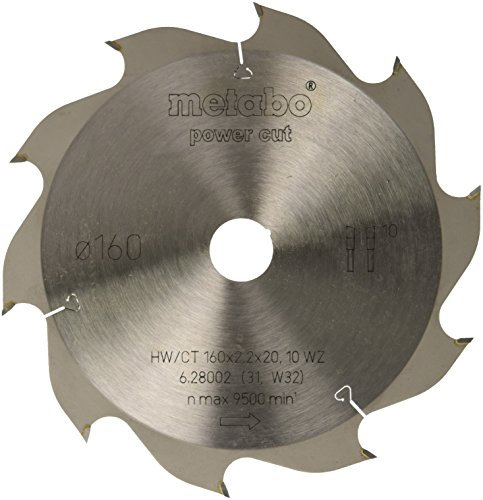 Metabo Sägeblatt power cut wood - professional, 160x2,2/1,4x20, Z10 WZ 22° (628002000) Durchmesser x Schnittbreite x Bohrung: 160 x 2.2 x 20 mm, Material: HW/CT, Zähnezahl: 10