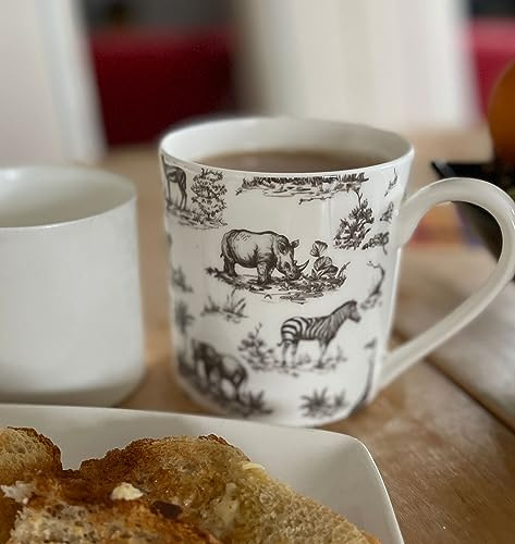 Safari Animal Print Gift 1 Pint Fine Bone China Mug (Black and White)