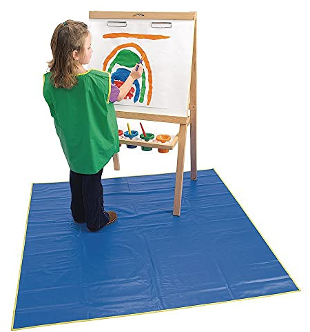 Colorations Brawny Tough Keep-It-Clean Mat, 52” x 52” – Durable Heavy-Duty Vinyl Classroom Floor Mat – For Easy Cleanup Indoors & Outdoors – Protective Floor Mat for Kids Crafts and Projects