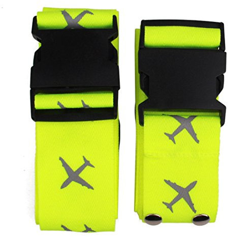 Koffergurt 2-Stück Kofferband Koffer Gepäckgurte mit Feste Schnalle & Namensschild, Gurt Verstellbare für 20-34 Zoll Koffer -Grun