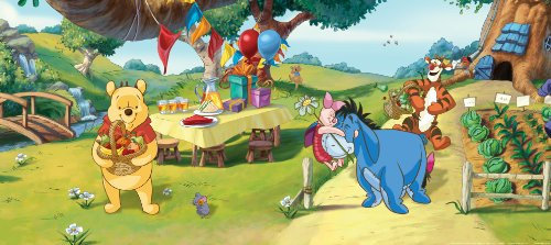 AG Design FTDh 0616 Winnie Puuh Disney, Papier Fototapete Kinderzimmer - 202x90 cm - 1 Teil, Papier, multicolor, 0,1 x 202 x 90 cm