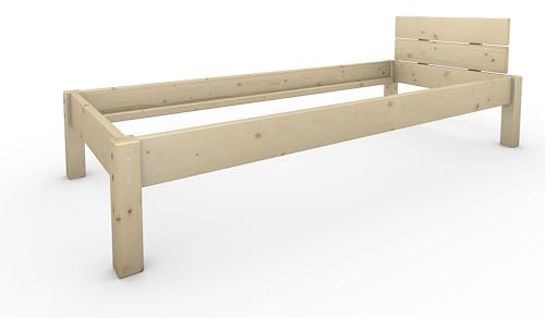 TUGA - Holztech Naturprodukt MASSIVHOLZBETT DAYBETT MASSIV Holz Bett HOLZBETT FSC 300Kg 80 x 200cm unbehandelt HÖHE 38cm