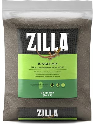 Zilla Pet Reptile Terrarium Substrate Bedding, Jungle Mix, for Frogs, Rainforest Geckos, Toads and Snakes, 24 Quart