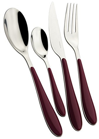 Bugatti GGCV-023F50 Gioia Besteckgarnitur, 24-teilig Edelstahl, Granatrot 22 x 8 x 30 cm