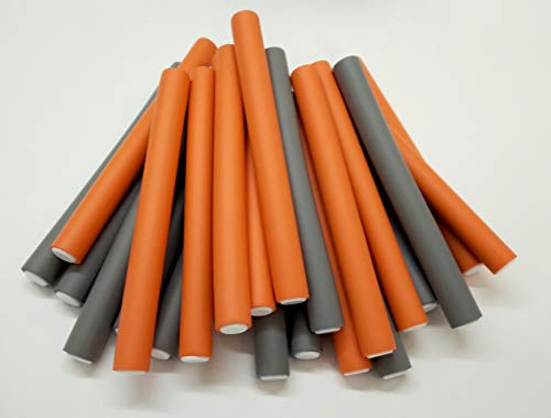 Papilotten Flex-Wickler-Set grau + orange Ø ca. 15-16/17-18 mm - 24 Stck. incl. Kosmetiktasche (von deutschem Friseurbedarf-Fachhändler!)