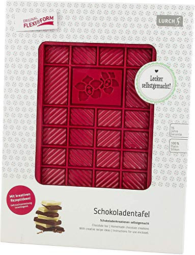 Lurch 83090 - Molde Flexible para Tableta de Chocolate, 12 x 20,5 cm, Silicona, 21 x 17 x 1,7 cm, Color Rojo rubí
