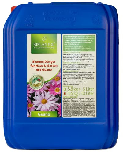 BIPLANTOL® Guano Flüssigdünger 10L – Schnelle Wirkung für blühfreudige Zimmerpflanzen sowie Balkon- und Gartenpflanzen – Organisch-mineralisch mit Guano – Made in Germany