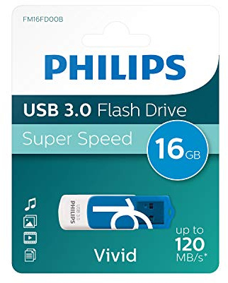 Philips Vivid 3.0 USB Stick 16GB - High Speed Flash Drive 16GB - Read: 120MB/s, Write: 10MB/s