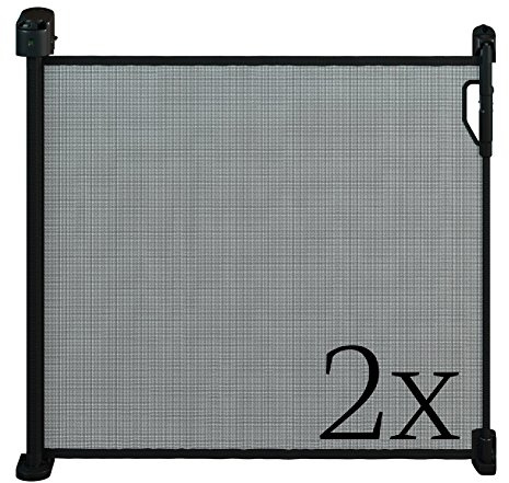 Gaterol Active Pro Schwarz Doppelpack – Zwei schicke ausziehbare Treppenschutzgitter und Türschutzgitter Rollo mit Quick Pass und Verschlussautomatik bis 120cm