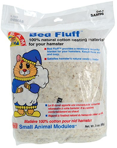 Penn-Plax Bed Fluff- Natural Animal Bedding - 100% Cotton Nesting Material - for Hamsters and Small Animals - 3 Ounces