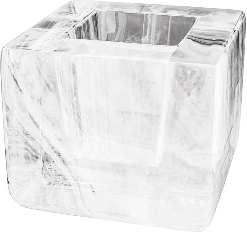 Kosta Boda Brick Votive, Tealight Candle Holder, Made from Crystal - Cube Brick Shape, Contemporary Art, Shelf Decoration & Table Centerpiece, 3 x 3.4 - White
