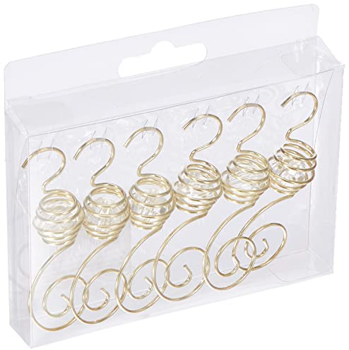 Inge-glas 719000101MO Kugelaufhänger, Spiralhänger mit Perle, 7 cm, 6 Stück in Box, Gold