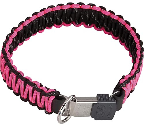 Sprenger Hundehalsband aus stabilem Paracord Nylon mit Edelstahl Clic Lock Verschluss I Wasserabweisende Halskette, reflektierend, langlebig 50 cm, pink