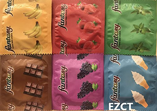 Fantasy Flavored Condoms Pack 72 Condoms : Variety of Flavors Such As Vanilla, Strawberry, Mint, Grape, Chocolate, and Banana. [The Random Fun That You Will Not Know Until You Have Used.]
