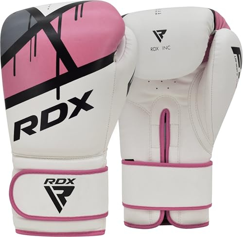 RDX Guantes de Boxeo Muay Thai Entrenamiento, Maya Hide Cuero, Ego Boxing Gloves para Sparring Kickboxing Saco Manoplas de Boxeo MMA Fight Training, Hombres Mujeres, 8 10 12 14 16 oz
