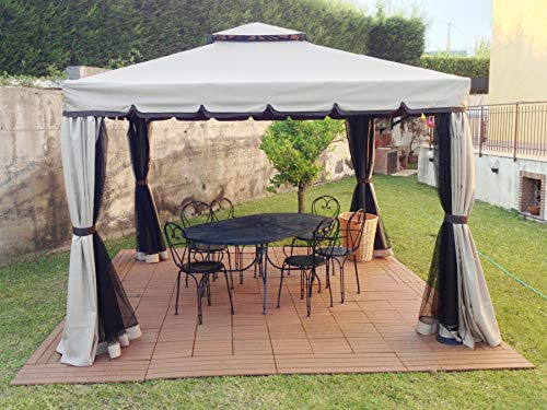 GAZEBO DA GIARDINO 3X3 O 3X4 IN ALLUMINIO TELO ANTIPIOGGIA ZANZARIERA E CAMINO ROBUSTO E ANCORABILE 3 X 3 O 3 X 4 (Gazebo 3x4)