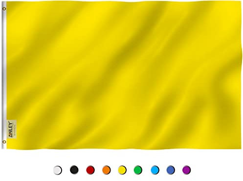 Anley Fly Breeze Bandera Amarilla sólida de 3x5 pies - Color Vivo y Resistente a la decoloración UV - Encabezado de Lienzo y Doble Costura - Banderas Amarillas Lisas Poliéster con Arandelas