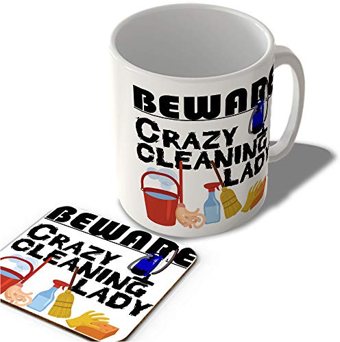 McMug - Crazy Cleaning Lady - Mug and Coaster Set, Ceramic, 11fl.oz.