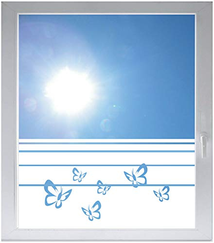 INDIGOS UG Sichtschutzfolie Glasdekorfolie Fensterfolie mit Motiv satiniert Blickdicht - w184 Schmetterlinge - 1000 mm Länge - 500 mm Höhe Streifen - selbstklebend - matt - für Bad