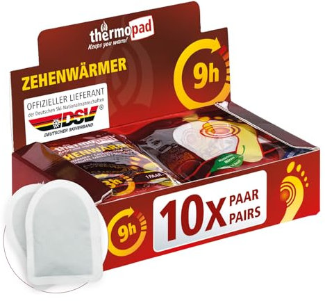 THERMOPAD Zehenwärmer – DAS ORIGINAL: 10 Paar Wärmepads für 9 Stunden Wärme I Sofort einsatzbereite Fußwärmer I Extra Warmer Fusswärmer – ideal für Outdoor-Aktivitäten & Ski-Schuhe I Fuss-Wärmekissen