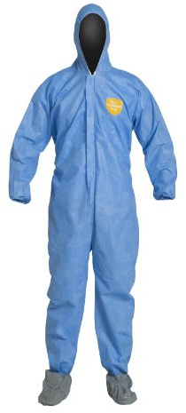 DuPont ProShield 10 PB122S Disposable Protective Coverall with Elastic Cuff, Standard Fit Hood and Attached Skid-Resistant Boots, Blue, X-Large (Pack of 25)