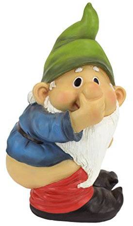 Design Toscano QM2432400 Statua Stinky, Lo Gnomo da Giardino, 12.5x14x24 cm