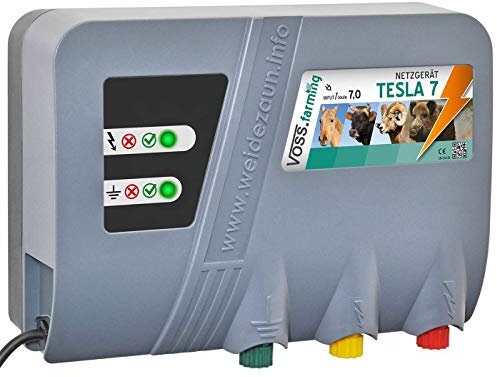 VOSS.farming Weidezaungerät Tesla 7 Duo Extra Power: 230 V, 10000 Volt, 7 Joule, für Lange Zäune, starker Bewuchs Elektrozaungerät 230 V Pferd