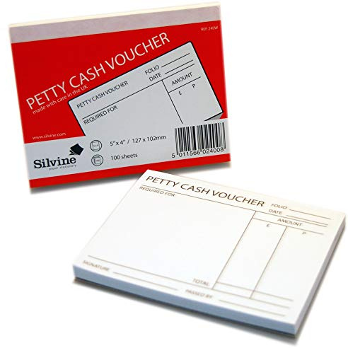 Silvine Petty Cash Voucher 100 Sheets, red, 5x4