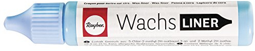 Rayher 31500358 Wachs-Liner, hellblau, Flasche 30 ml, zum Kerzen bemalen, Wachsstift, Flüssigwachs zum Malen direkt aus der Flasche, Babyblau